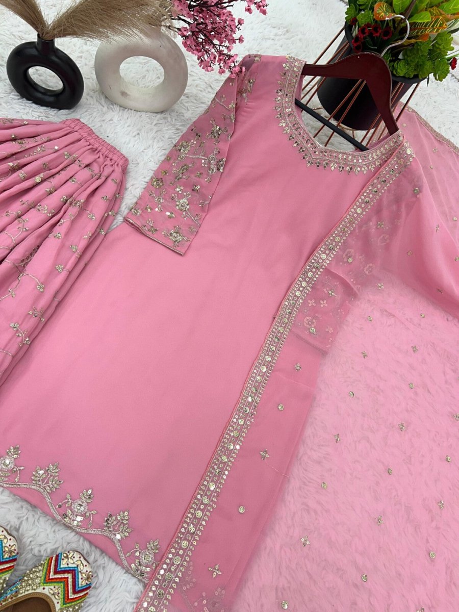 Bollywood Sharara Suit Ethnic Indian Kameez Salwar Pakistani Designer Georgette - 001FASHIONFORWARD