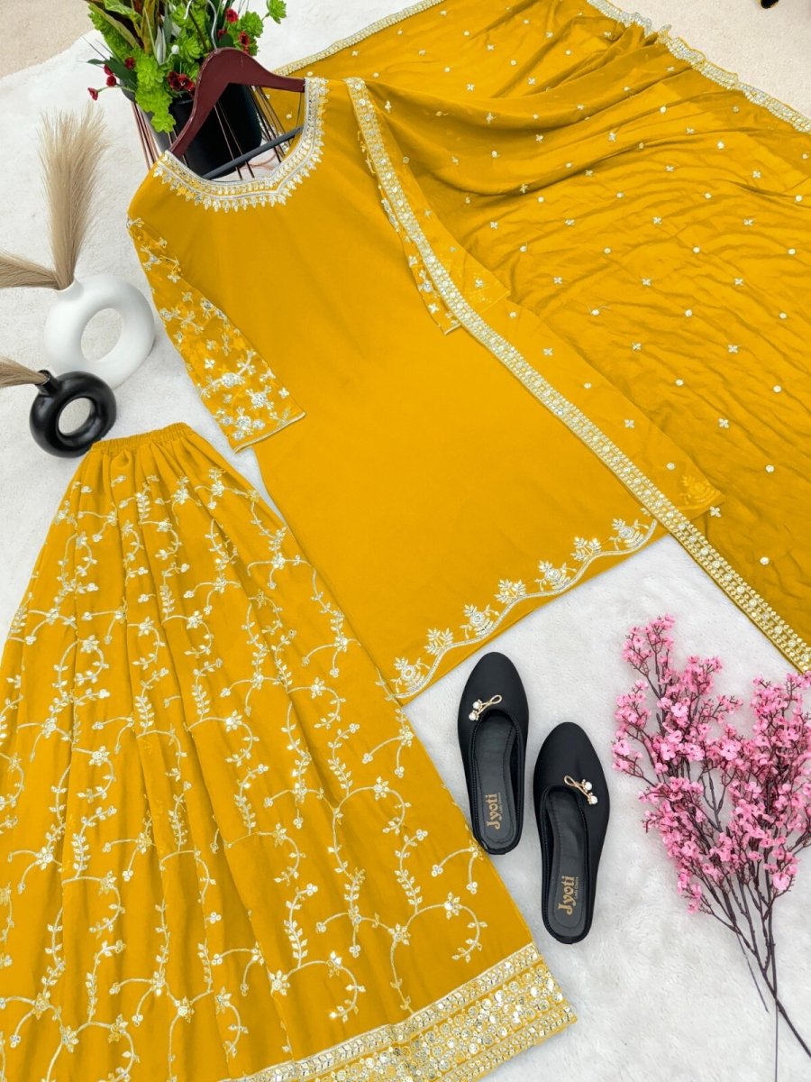 Bollywood Sharara Suit Ethnic Indian Kameez Salwar Pakistani Designer Georgette - 001FASHIONFORWARD