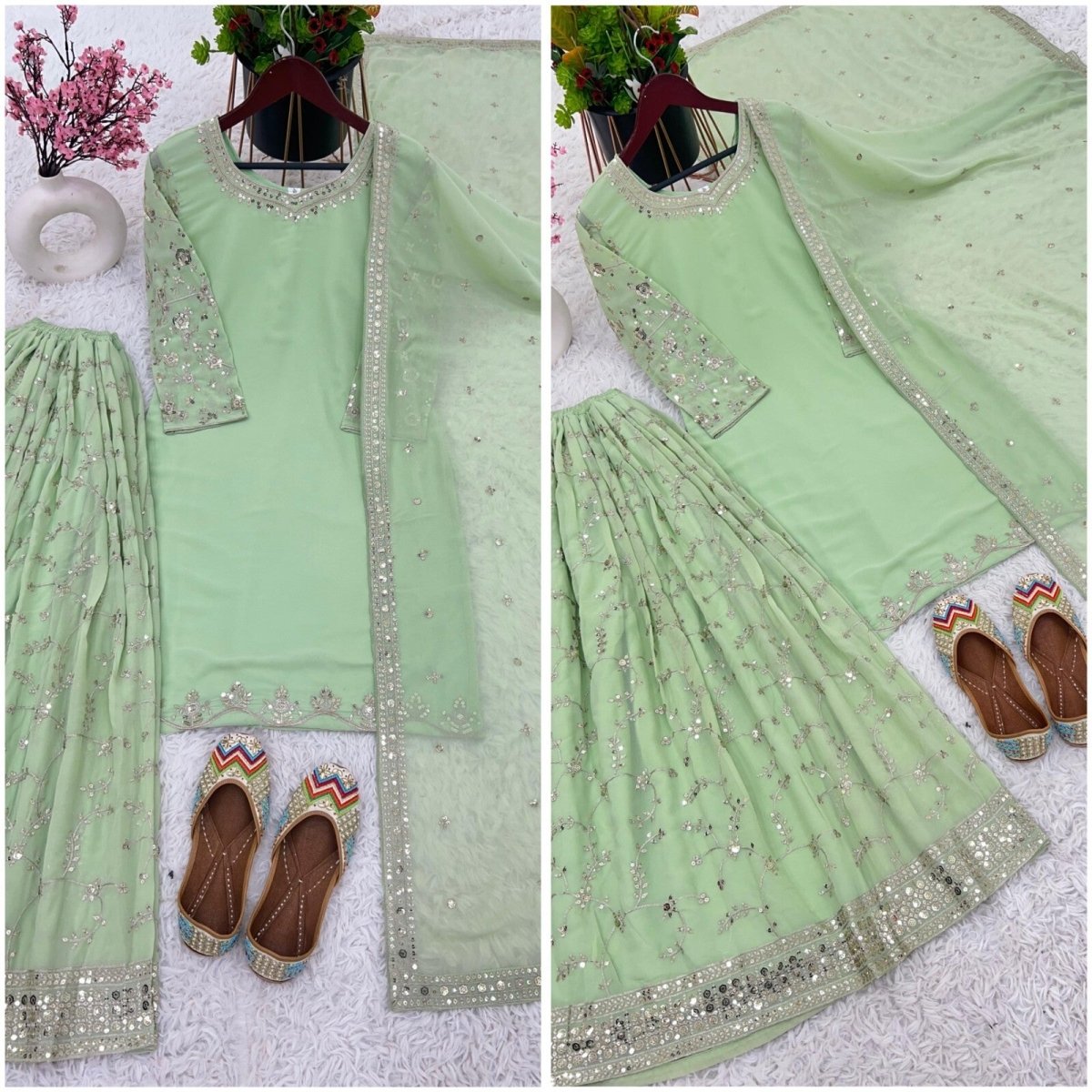 Bollywood Sharara Suit Ethnic Indian Kameez Salwar Pakistani Designer Georgette - 001FASHIONFORWARD