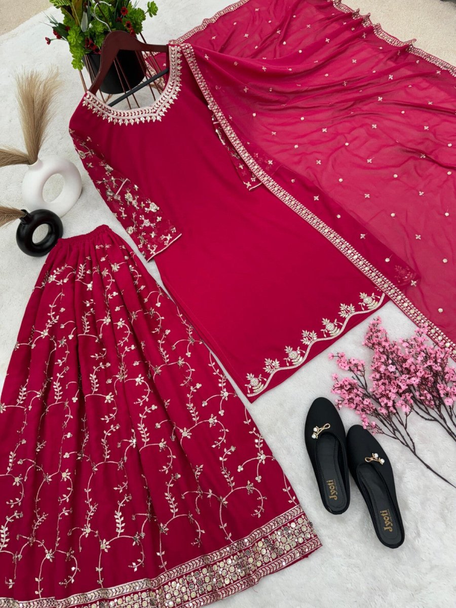 Bollywood Sharara Suit Ethnic Indian Kameez Salwar Pakistani Designer Georgette - 001FASHIONFORWARD