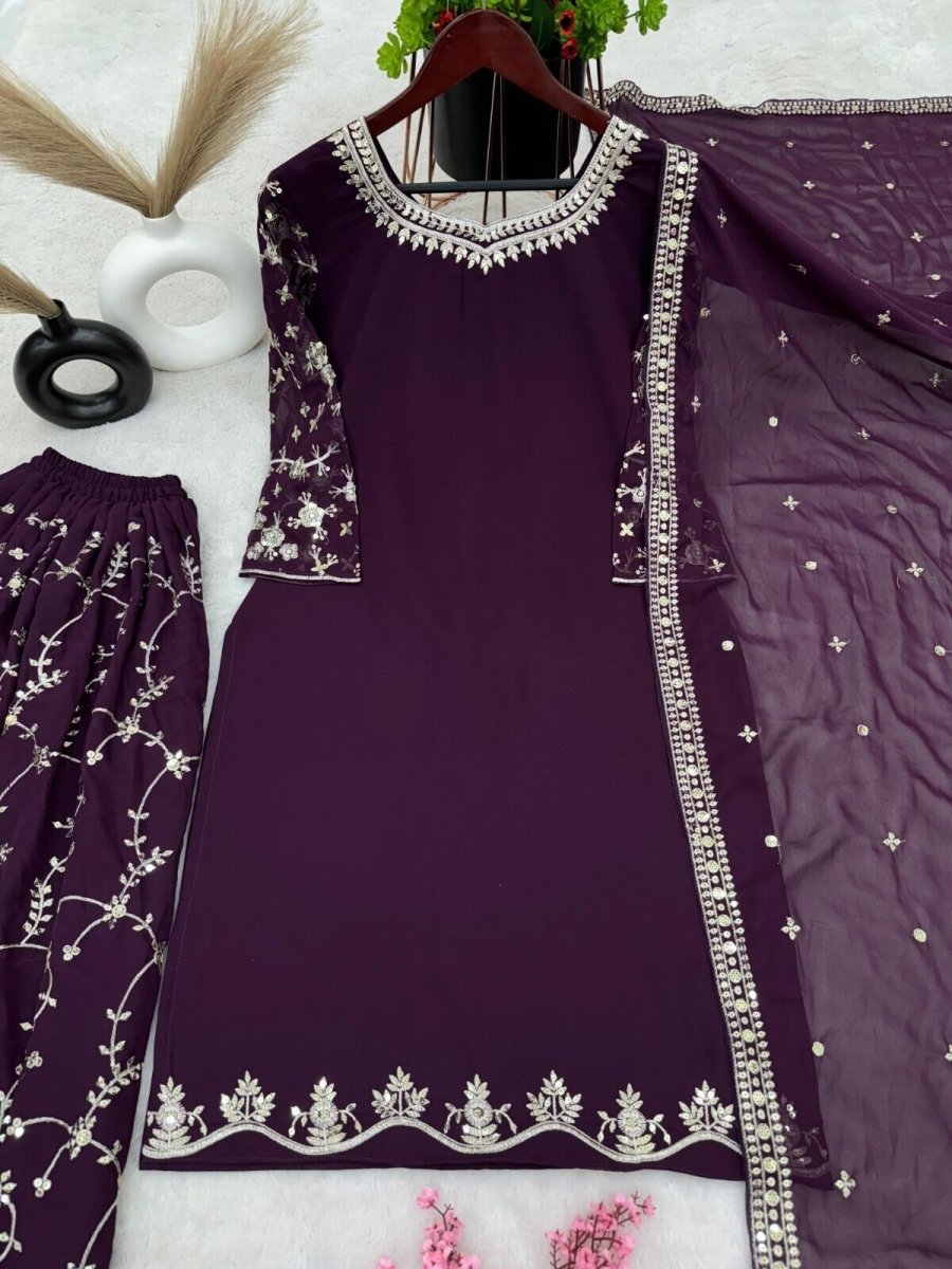 Bollywood Sharara Suit Ethnic Indian Kameez Salwar Pakistani Designer Georgette - 001FASHIONFORWARD