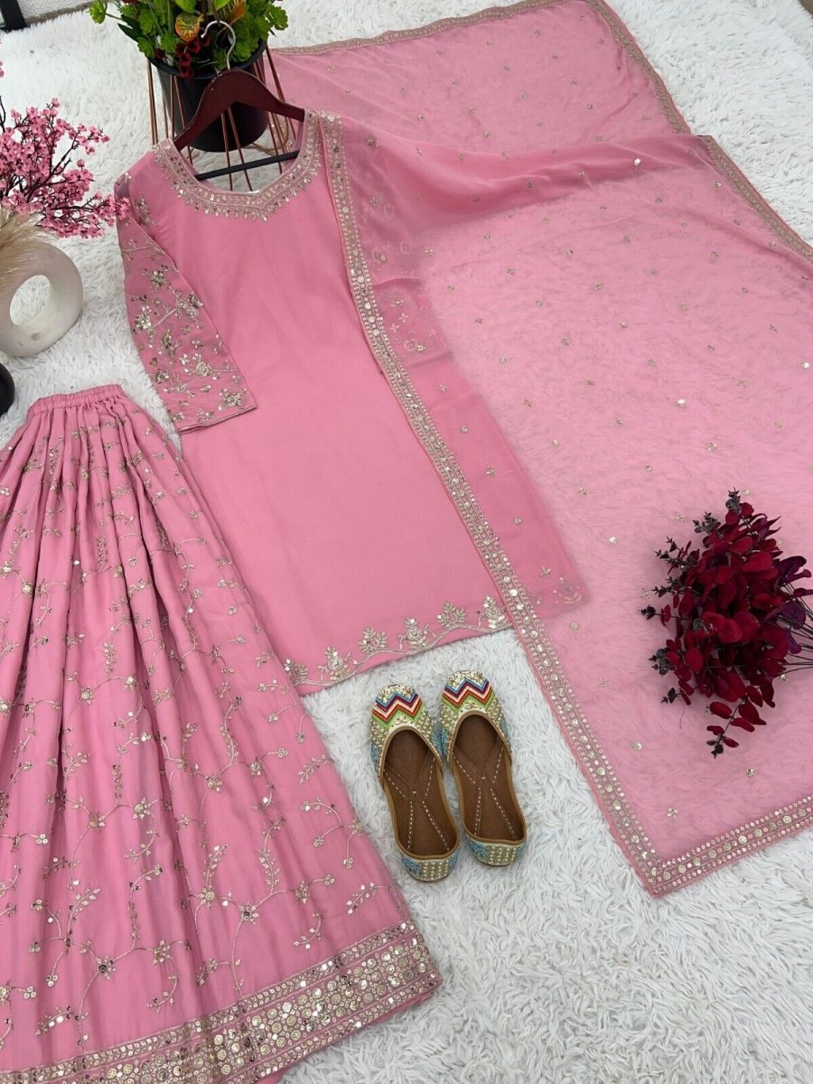 Bollywood Sharara Suit Ethnic Indian Kameez Salwar Pakistani Designer Georgette - 001FASHIONFORWARD