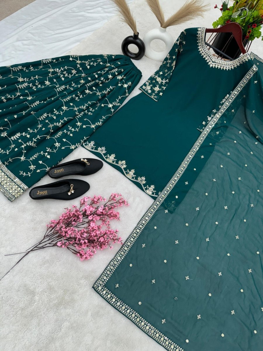 Bollywood Sharara Suit Ethnic Indian Kameez Salwar Pakistani Designer Georgette - 001FASHIONFORWARD