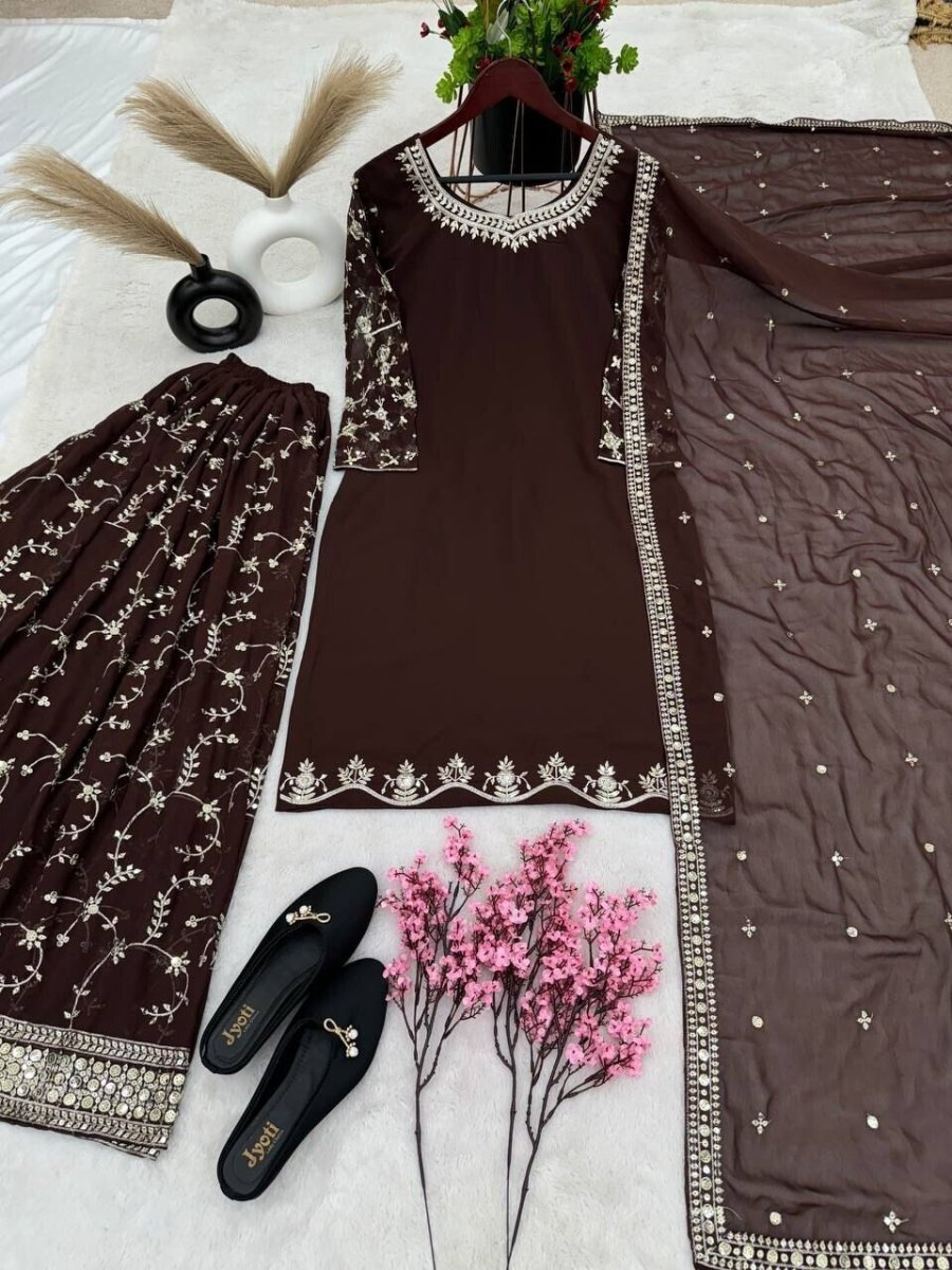 Bollywood Sharara Suit Ethnic Indian Kameez Salwar Pakistani Designer Georgette - 001FASHIONFORWARD