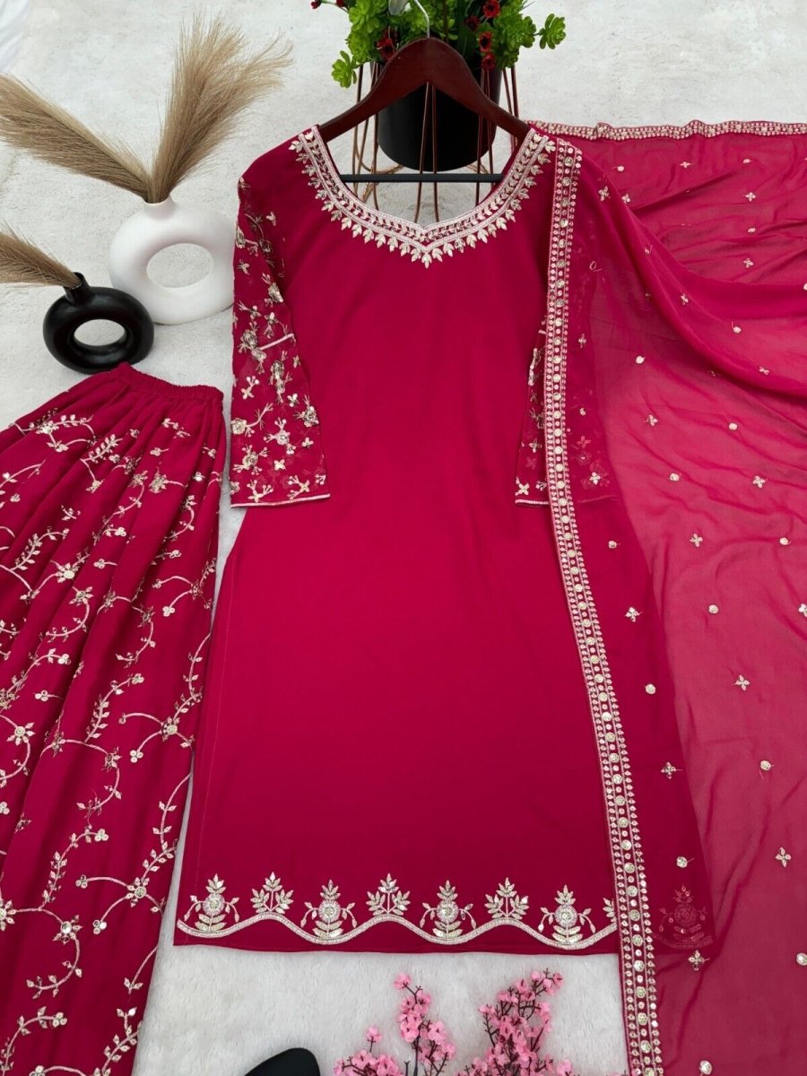 Bollywood Sharara Suit Ethnic Indian Kameez Salwar Pakistani Designer Georgette - 001FASHIONFORWARD