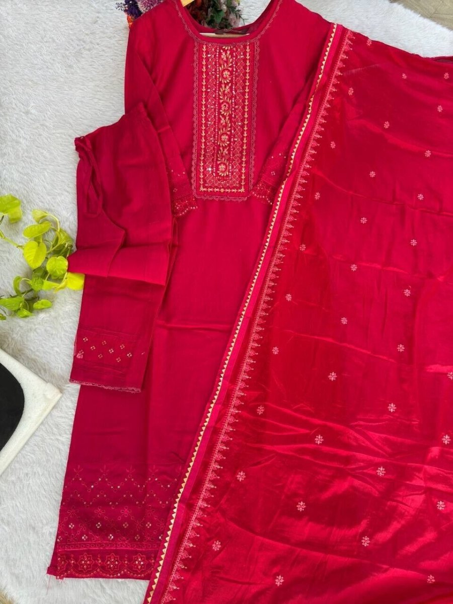 Bollywood/Indian/Pakistani Ethnic Party Wear Roman Silk Dress Salwar Kameez Set - 001FASHIONFORWARD