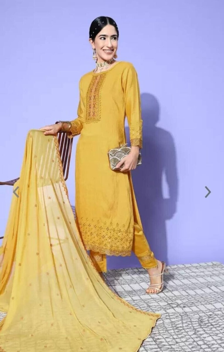 Bollywood/Indian/Pakistani Ethnic Party Wear Roman Silk Dress Salwar Kameez Set - 001FASHIONFORWARD