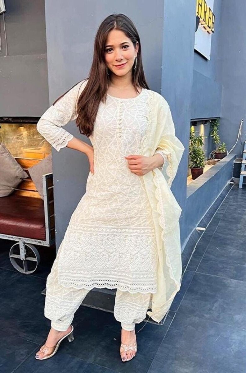 Chickenkari Dress Salwar Kameez Readymade Suit Indian Wedding Party 3 Piece - 001FASHIONFORWARD