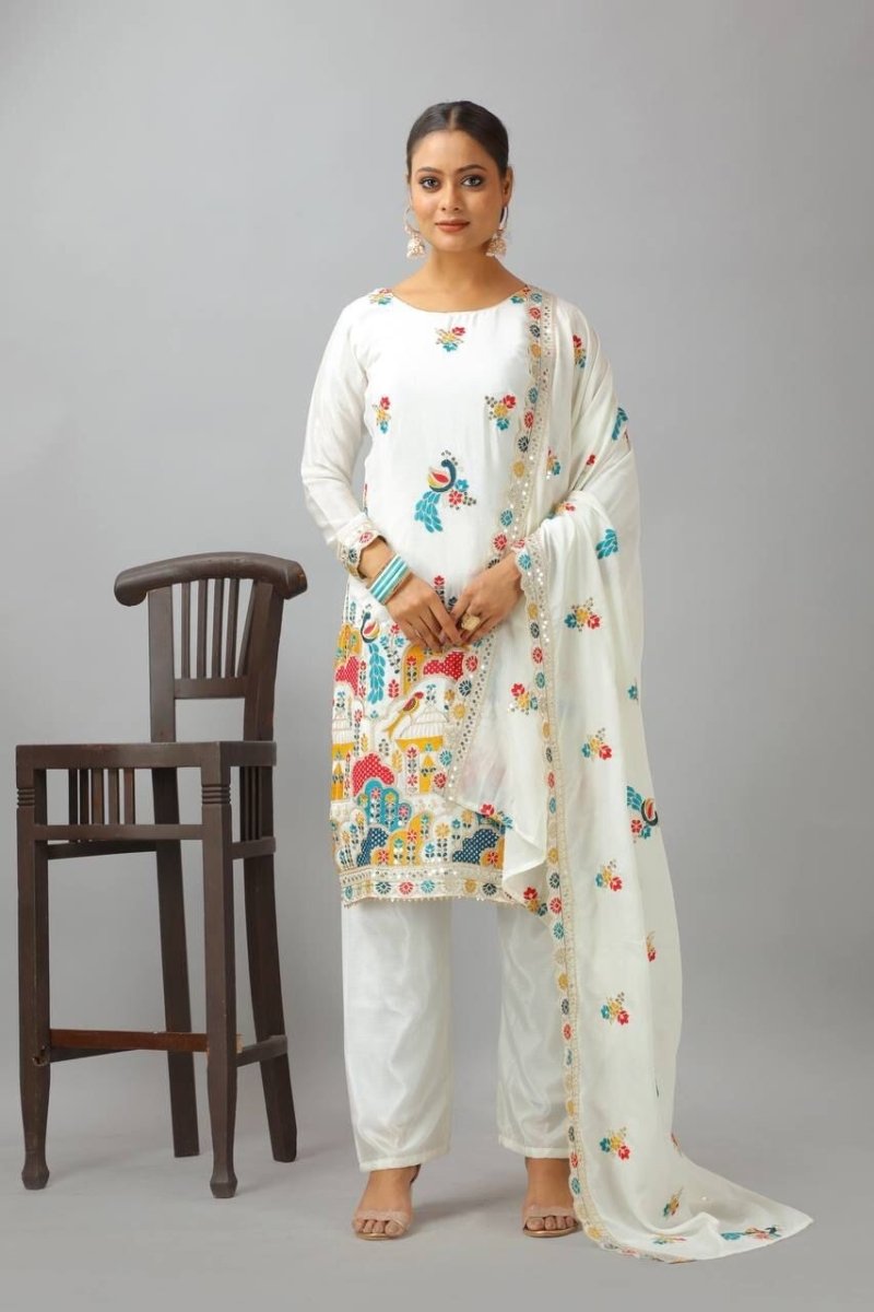 Chinon Silk Indian Wedding & Party Wear Salwar Kameez Set - 001FASHIONFORWARD