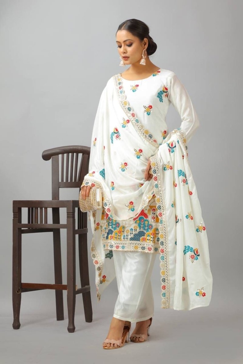 Chinon Silk Indian Wedding & Party Wear Salwar Kameez Set - 001FASHIONFORWARD