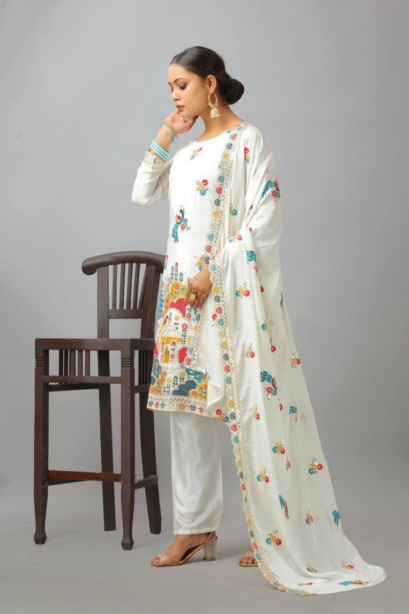 Chinon Silk Indian Wedding & Party Wear Salwar Kameez Set - 001FASHIONFORWARD