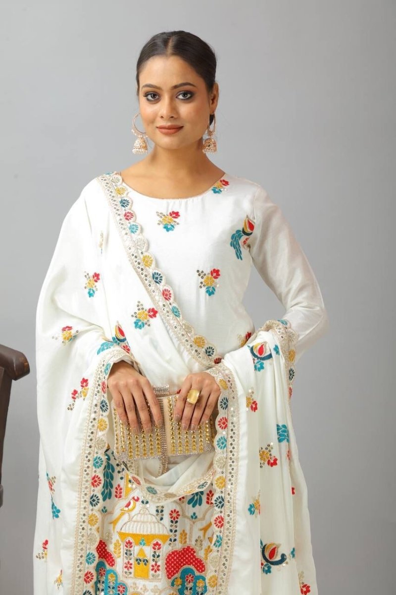Chinon Silk Indian Wedding & Party Wear Salwar Kameez Set - 001FASHIONFORWARD