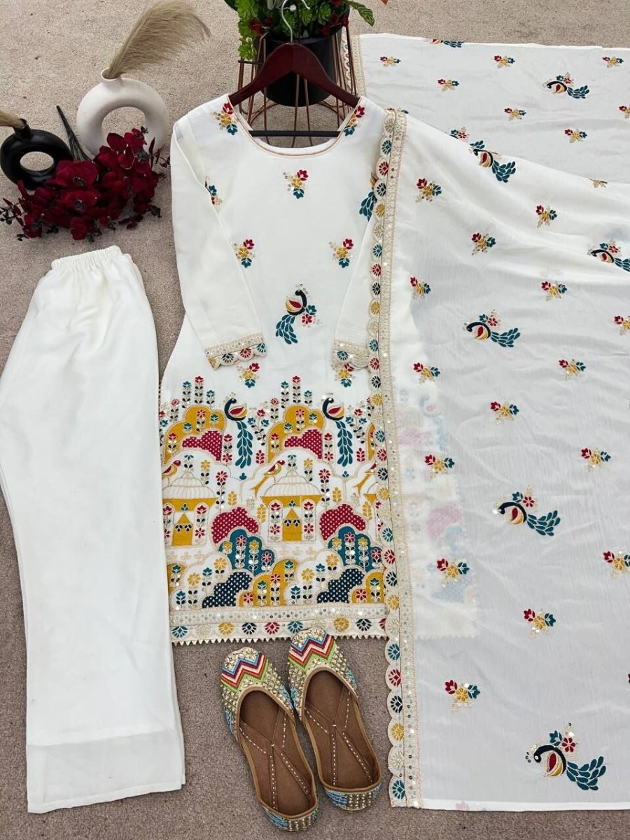Chinon Silk Indian Wedding & Party Wear Salwar Kameez Set - 001FASHIONFORWARD