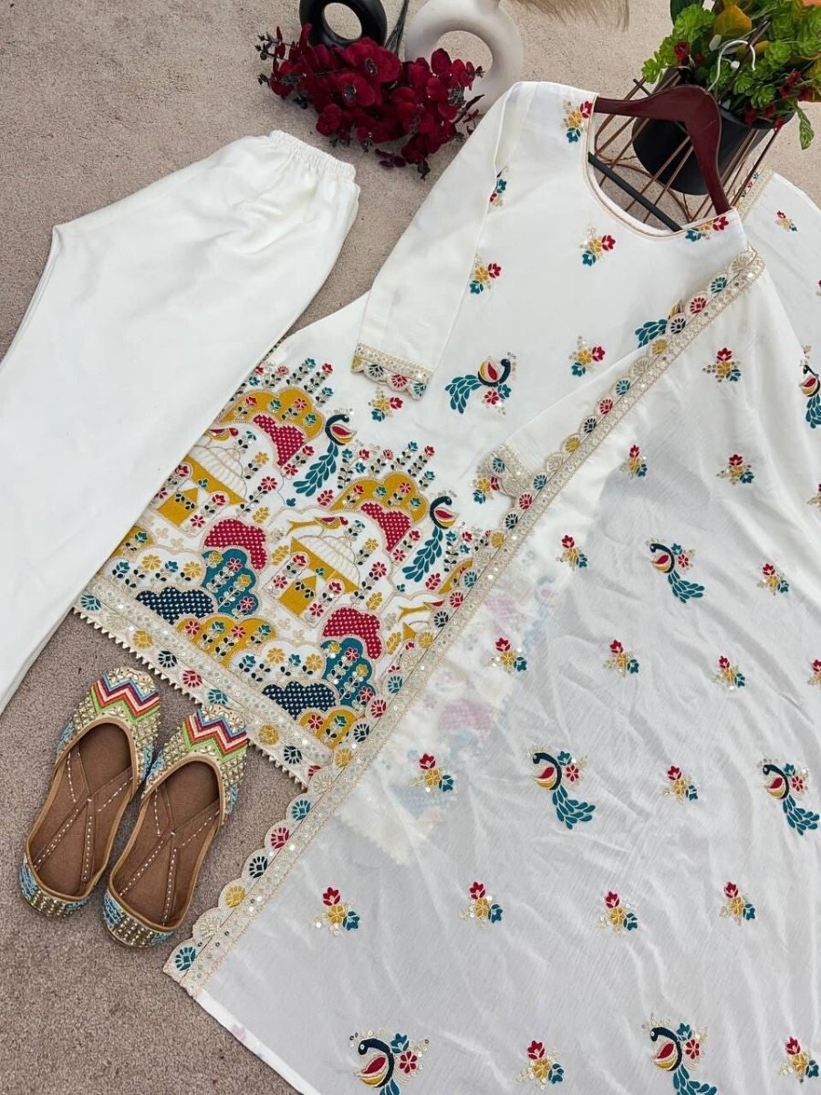 Chinon Silk Indian Wedding & Party Wear Salwar Kameez Set - 001FASHIONFORWARD