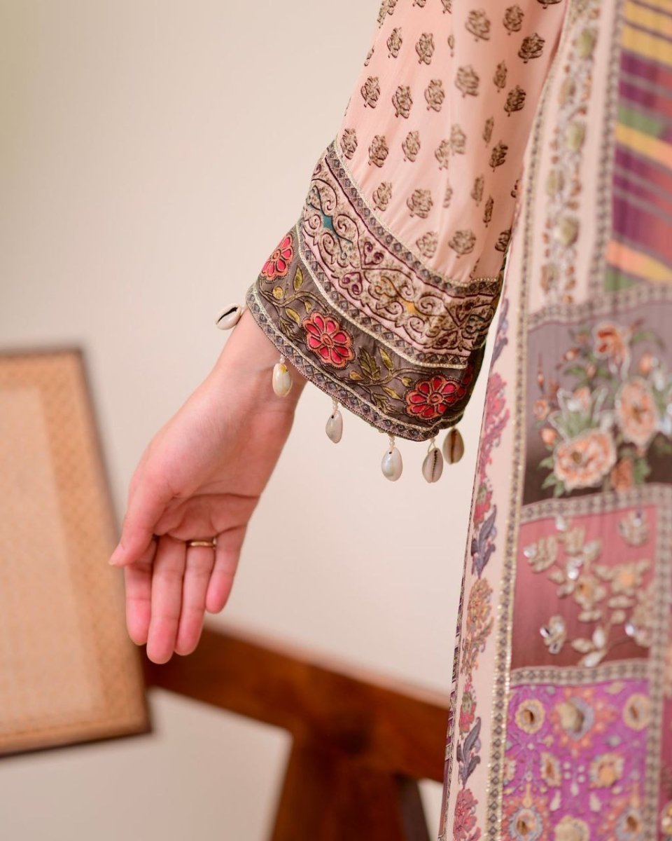 Chinon Silk Kurta Sharara Set with Sequins Embroidery Work for Women - 001FASHIONFORWARD