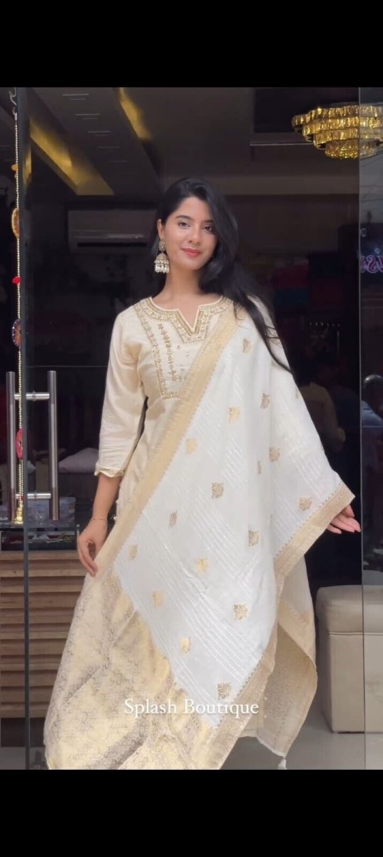 Chinon silk Pakistani style Salwar Kameez Readymade Wedding Partywear 3 Pc - 001FASHIONFORWARD