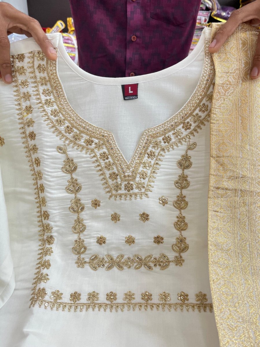 Chinon silk Pakistani style Salwar Kameez Readymade Wedding Partywear 3 Pc - 001FASHIONFORWARD