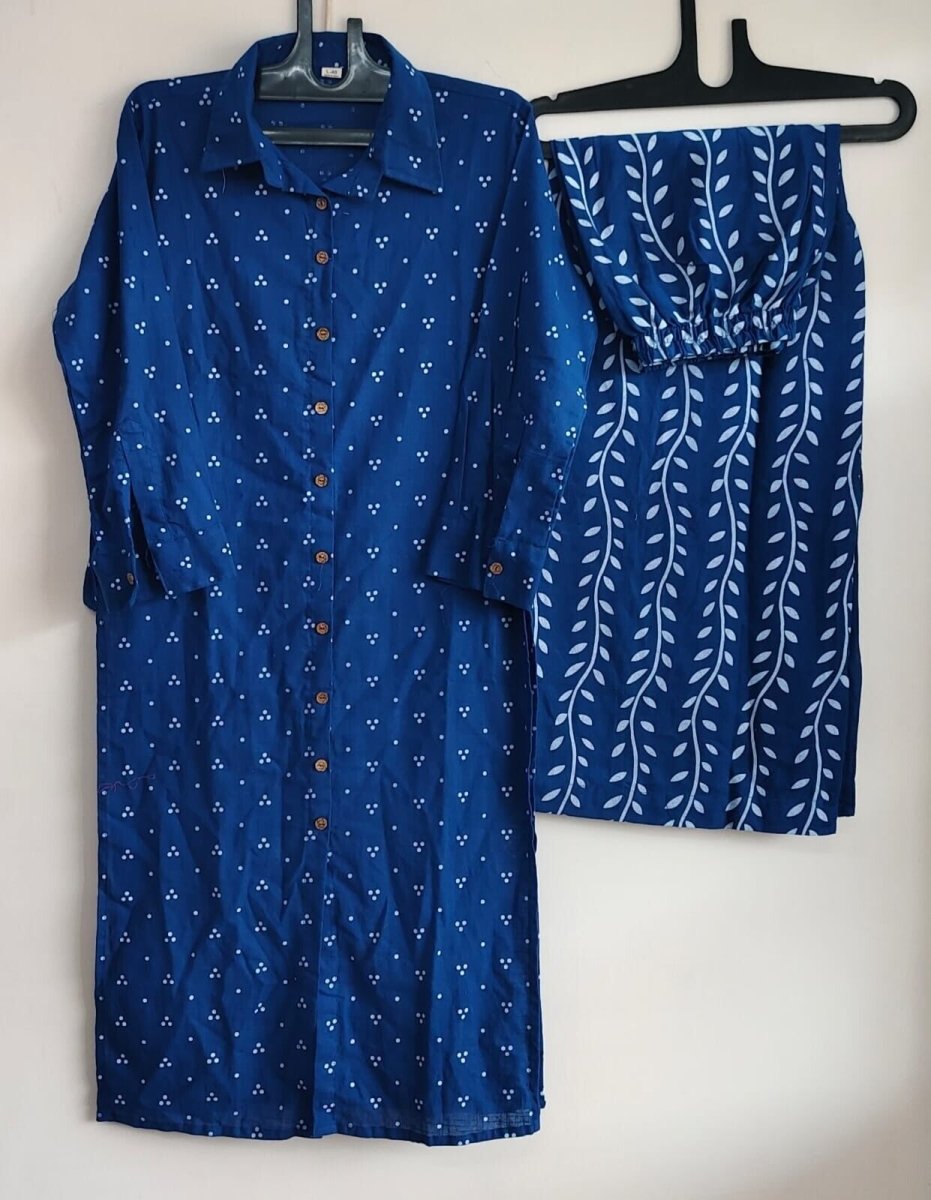 Cotton 2 Pcs Women Designer Kurta Pant Set Indian Bollywood Party Wear Kurti - 001FASHIONFORWARD