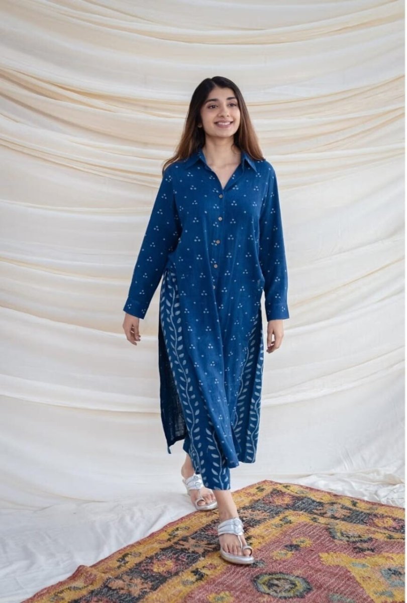 Cotton 2 Pcs Women Designer Kurta Pant Set Indian Bollywood Party Wear Kurti - 001FASHIONFORWARD
