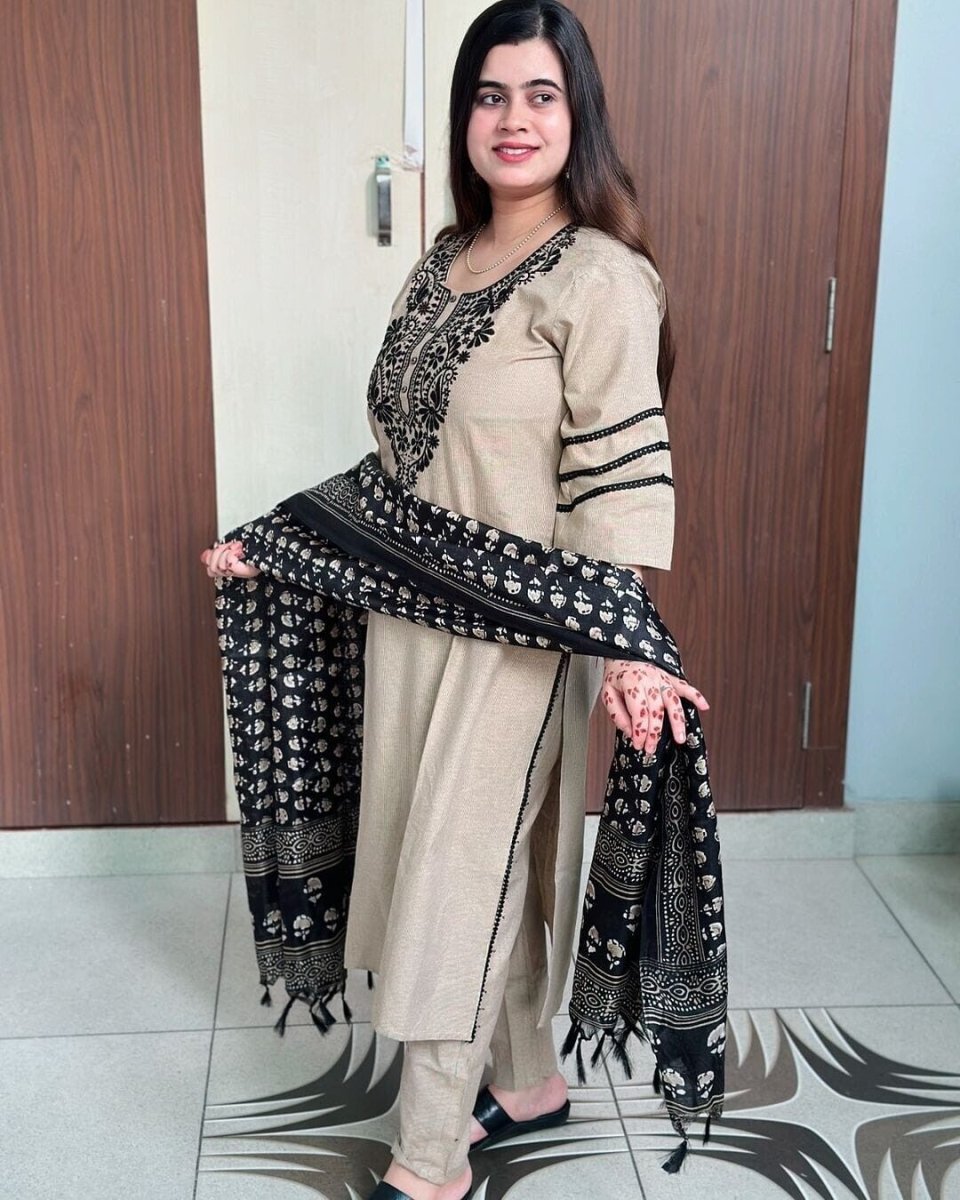 Cotton Designer Tunic Party Embroidered Kurti Salwar kameez Wear Kurti Dress - 001FASHIONFORWARD