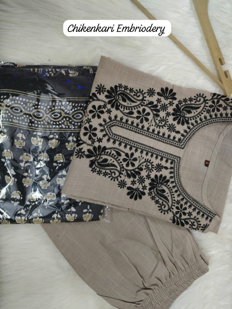 Cotton Designer Tunic Party Embroidered Kurti Salwar kameez Wear Kurti Dress - 001FASHIONFORWARD