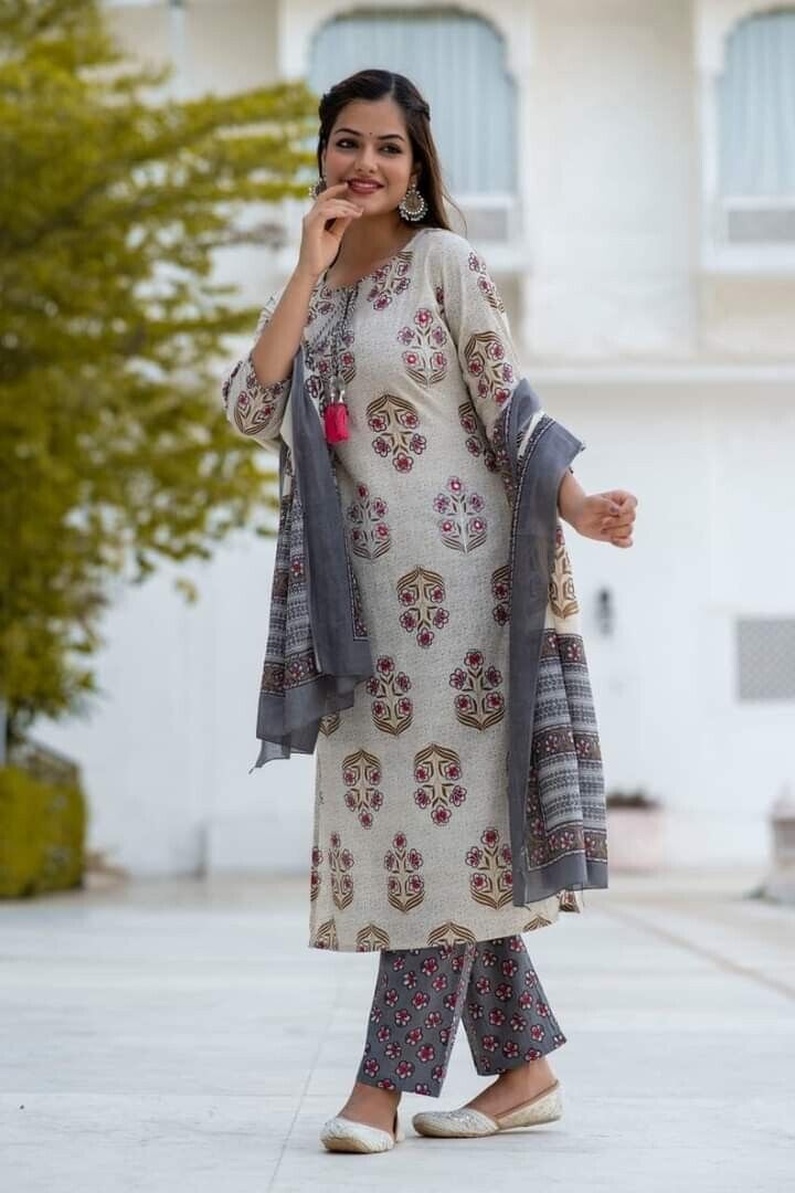 Cotton Dress Pakistani Salwar Kameez Ready To Wear Suit Wedding Party 3 Piece - 001FASHIONFORWARD