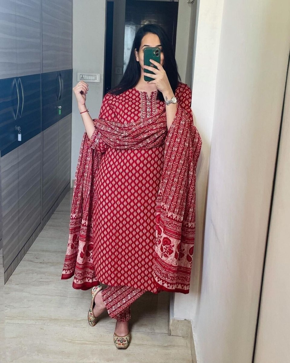 Cotton Dress Pakistani Salwar Kameez Readymade Suit Indian Wedding Party - 001FASHIONFORWARD