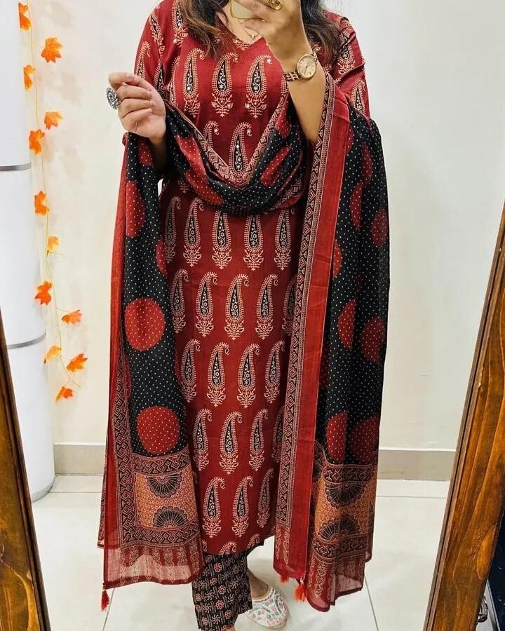 Cotton Dress Pakistani Salwar Kameez Readymade Suit Indian Wedding Party - 001FASHIONFORWARD