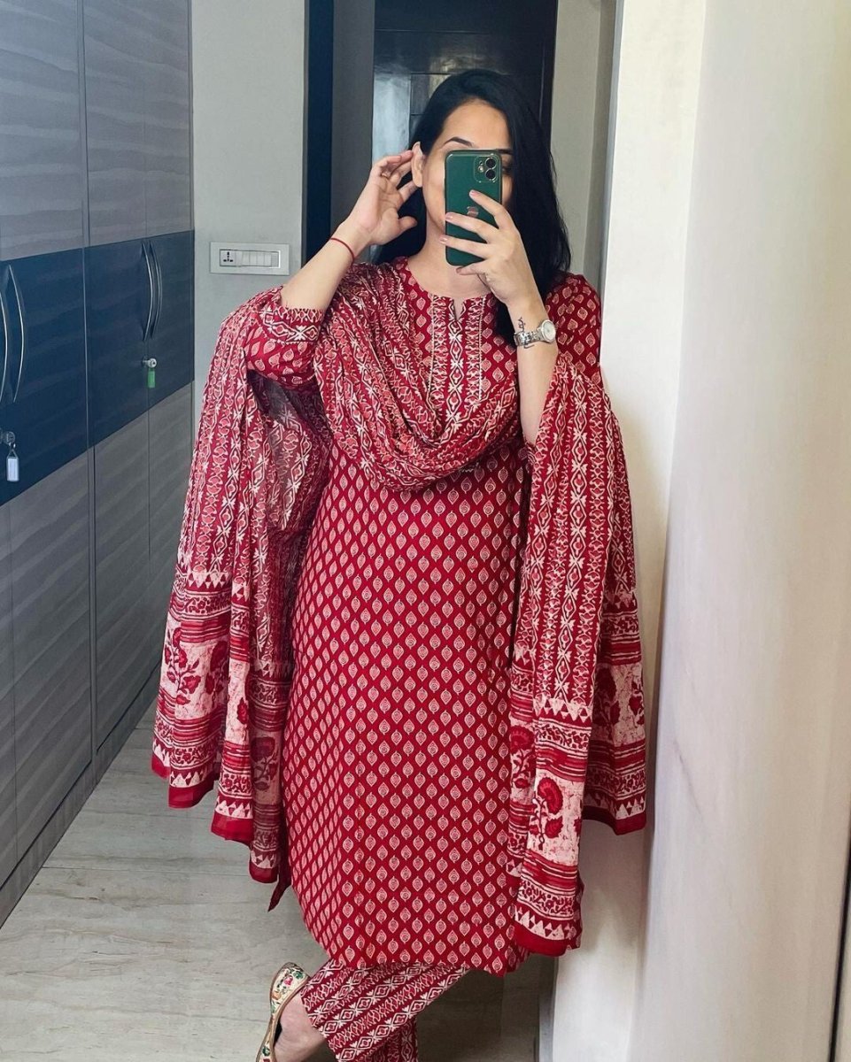 Cotton Dress Pakistani Salwar Kameez Readymade Suit Indian Wedding Party - 001FASHIONFORWARD