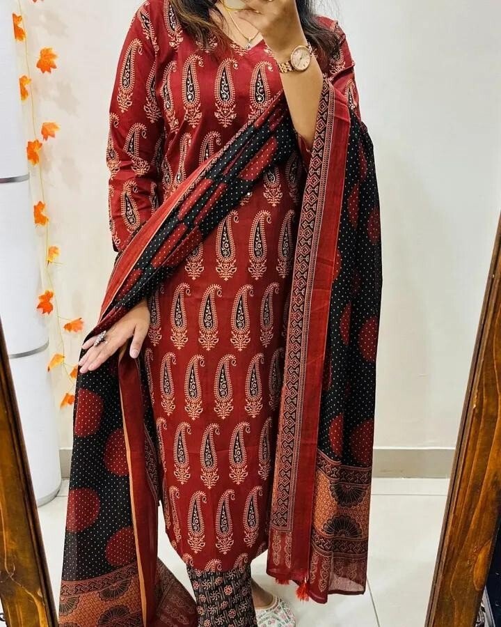 Cotton Dress Pakistani Salwar Kameez Readymade Suit Indian Wedding Party - 001FASHIONFORWARD