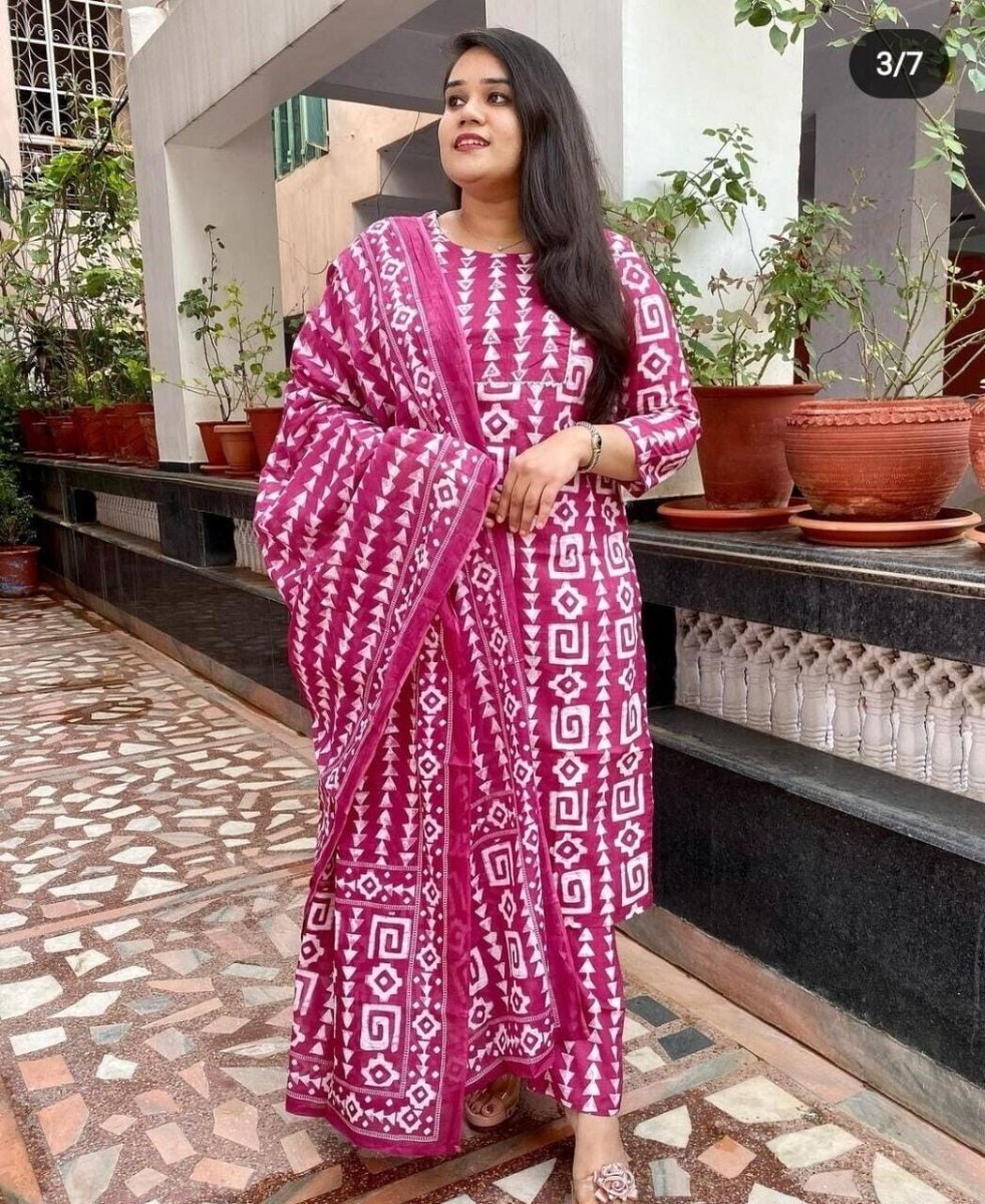 Cotton Floral Salwar Kameej Suit , Wedding party wear Kurti pant 3 Readymade - 001FASHIONFORWARD