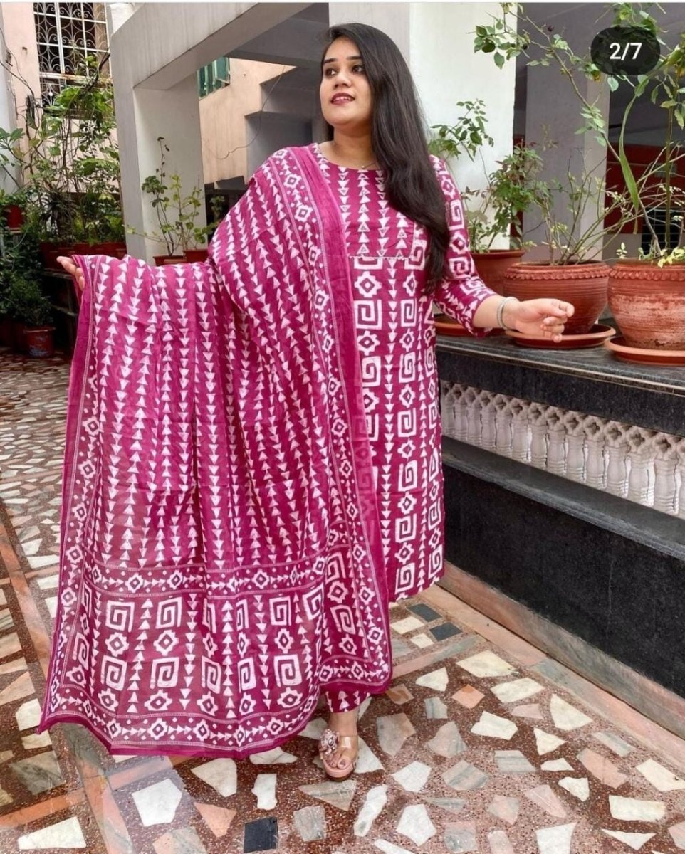 Cotton Floral Salwar Kameej Suit , Wedding party wear Kurti pant 3 Readymade - 001FASHIONFORWARD