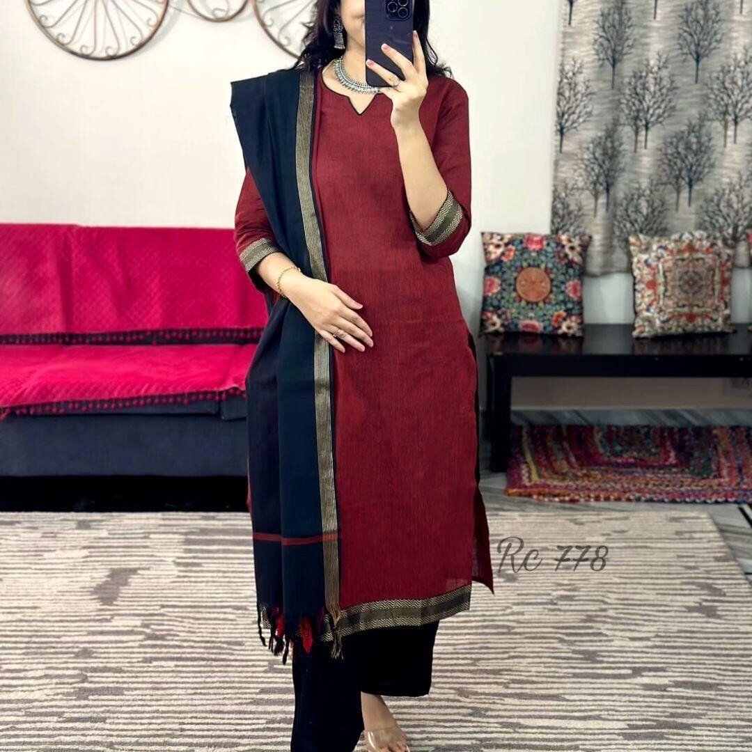 Cotton Gota Patti Salwar Kameez – Readymade Indian Wedding & Party Wear Suit - 001FASHIONFORWARD