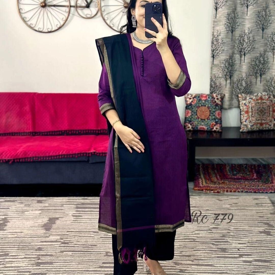 Cotton Gota Patti Salwar Kameez – Readymade Indian Wedding & Party Wear Suit - 001FASHIONFORWARD