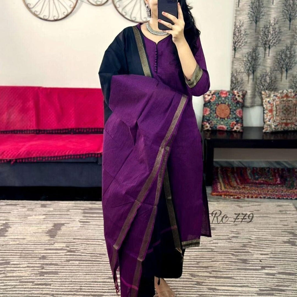 Cotton Gota Patti Salwar Kameez – Readymade Indian Wedding & Party Wear Suit - 001FASHIONFORWARD