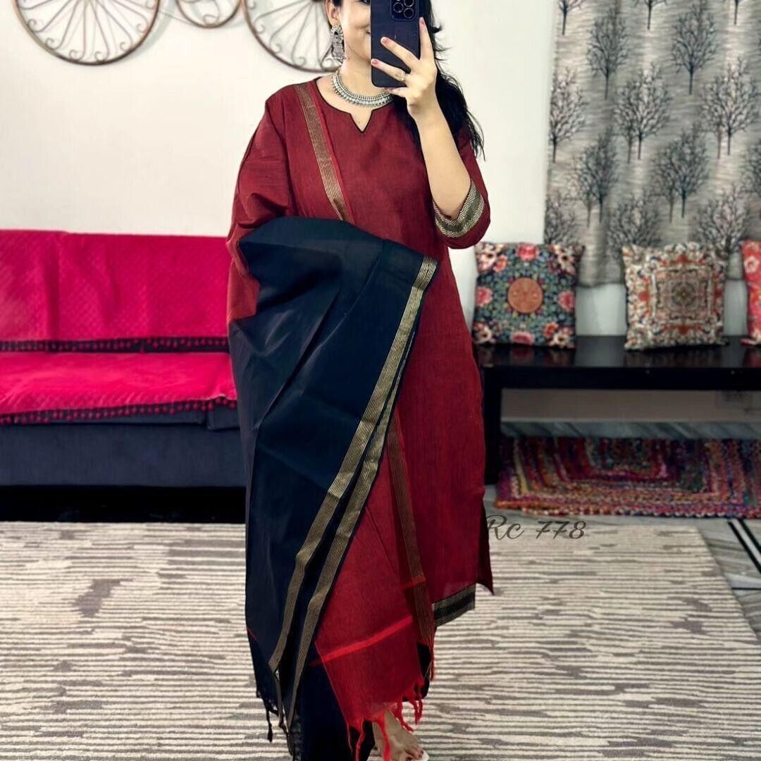 Cotton Gota Patti Salwar Kameez – Readymade Indian Wedding & Party Wear Suit - 001FASHIONFORWARD
