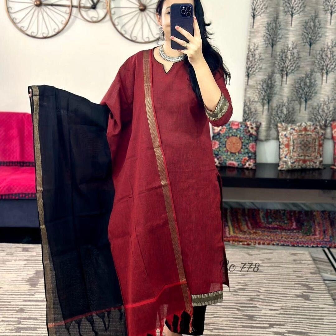 Cotton Gota Patti Salwar Kameez – Readymade Indian Wedding & Party Wear Suit - 001FASHIONFORWARD