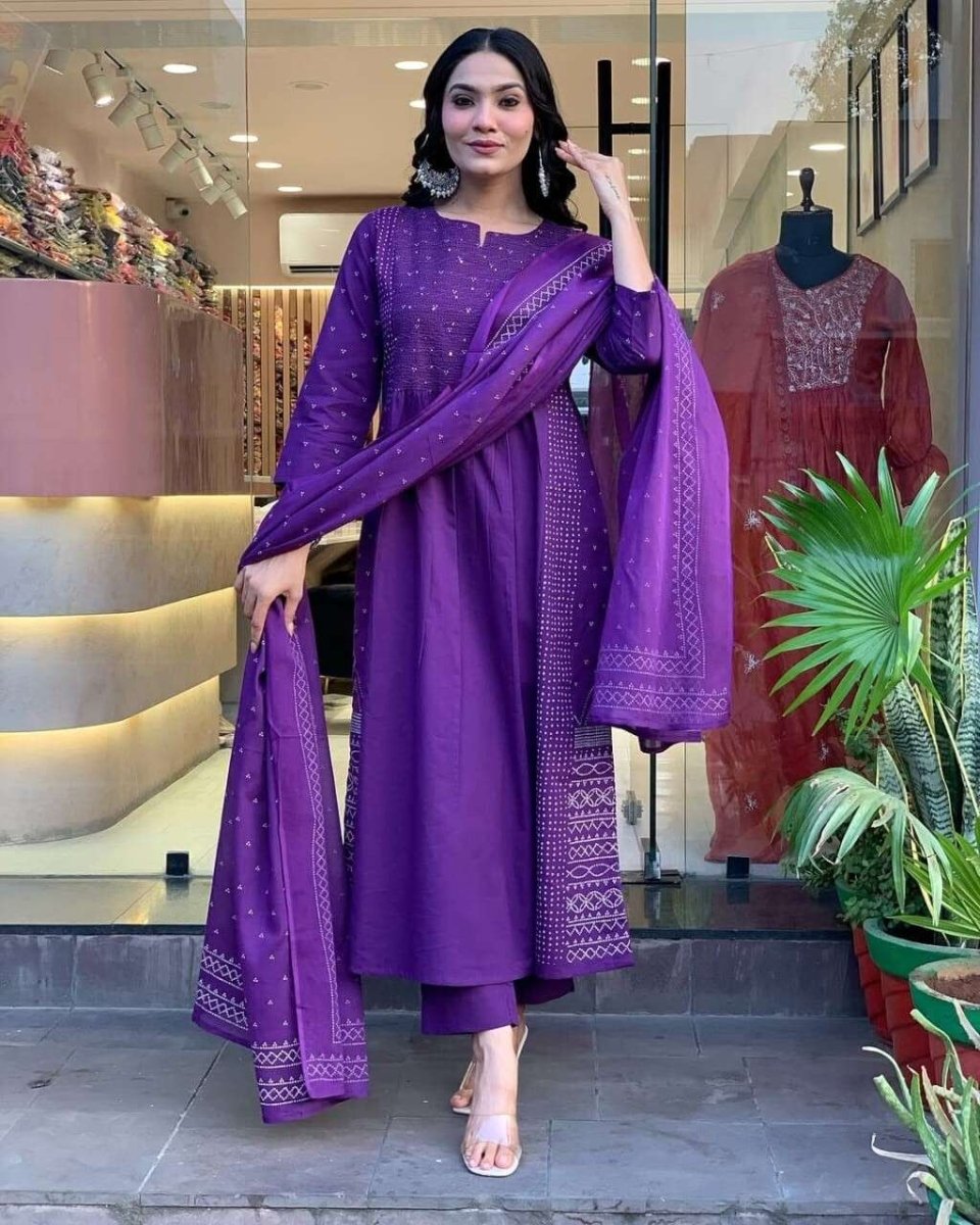 Cotton Indian Designer Bollywood Party Wear Anarkali Flared Gown duppatta - 001FASHIONFORWARD