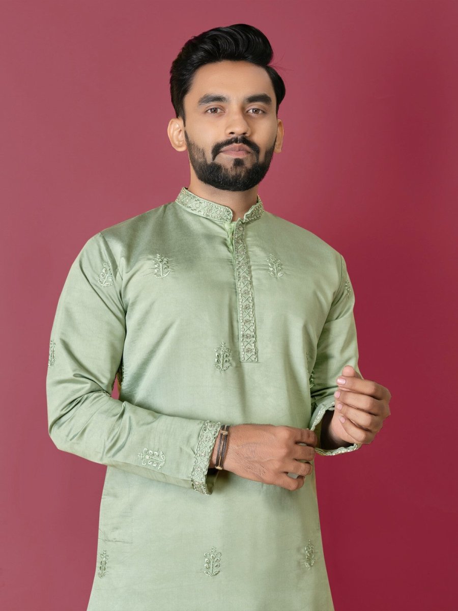 Cotton Men's Designer Wedding Bollywood Traditional Ethnic Long Kurta Payjama - 001FASHIONFORWARD