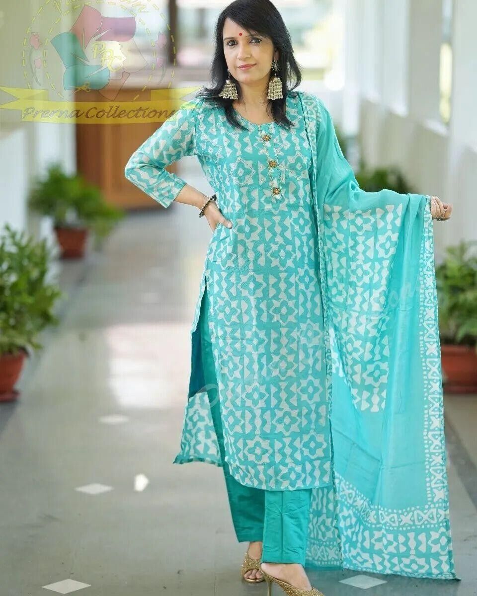 Cotton Pakistani Style Salwar Kameez – Readymade Women’s Indian Wedding Suit - 001FASHIONFORWARD