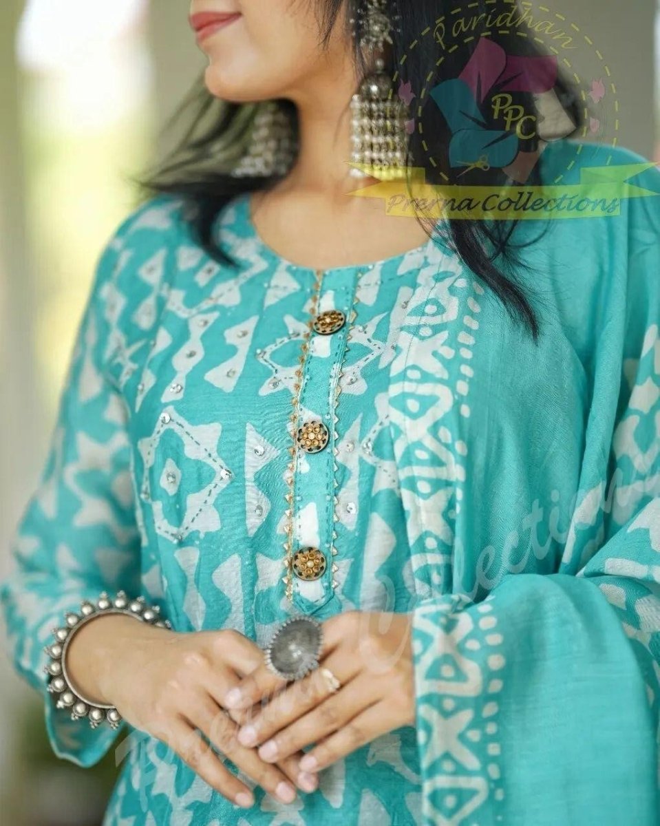 Cotton Pakistani Style Salwar Kameez – Readymade Women’s Indian Wedding Suit - 001FASHIONFORWARD