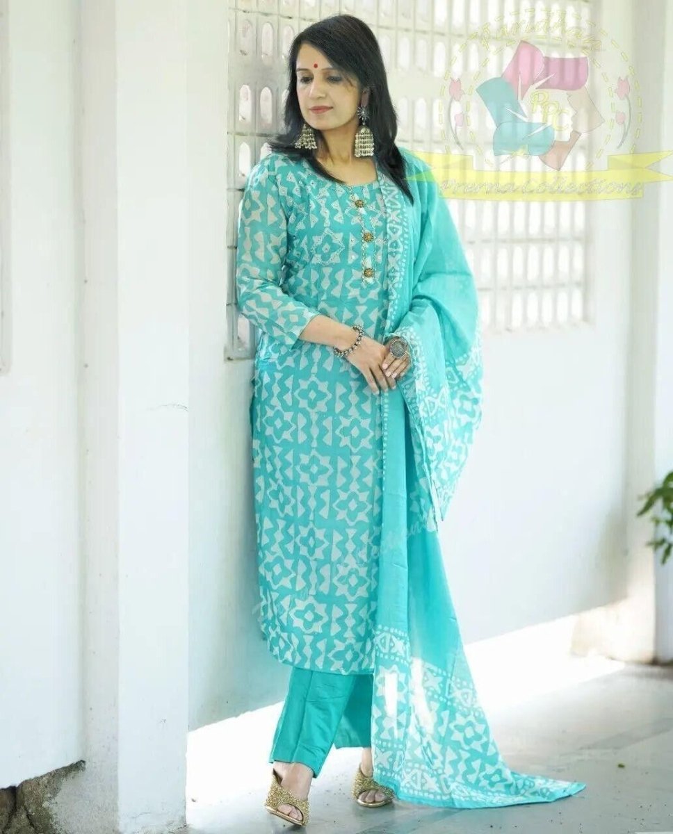 Cotton Pakistani Style Salwar Kameez – Readymade Women’s Indian Wedding Suit - 001FASHIONFORWARD