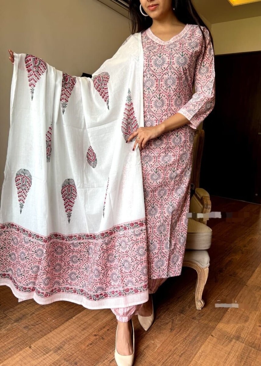 Cotton Pakistani Women Salwar Kameez Ready To Wear Suit Wedding Party 3 Piece - 001FASHIONFORWARD