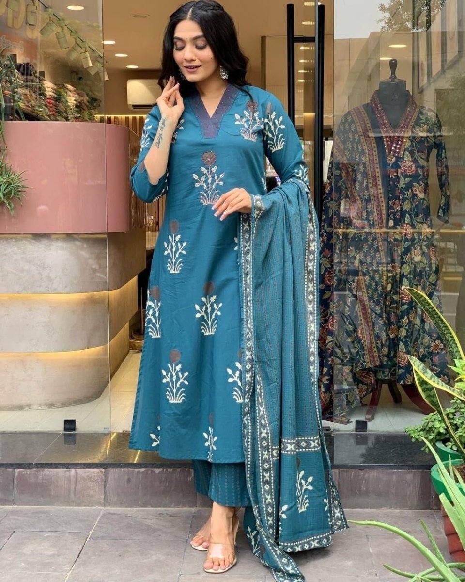Cotton Printed Flared Anarkali Gown – Rayon Long Maxi Dress for Women - 001FASHIONFORWARD
