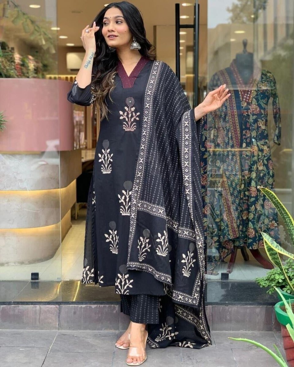 Cotton Printed Flared Anarkali Gown – Rayon Long Maxi Dress for Women - 001FASHIONFORWARD