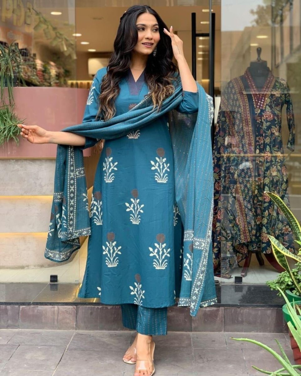 Cotton Printed Flared Anarkali Gown – Rayon Long Maxi Dress for Women - 001FASHIONFORWARD