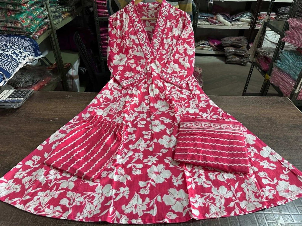 Cotton Printed Indian Pakistani Salwar Kameez – Designer A - line Dress Wear Suit - 001FASHIONFORWARD
