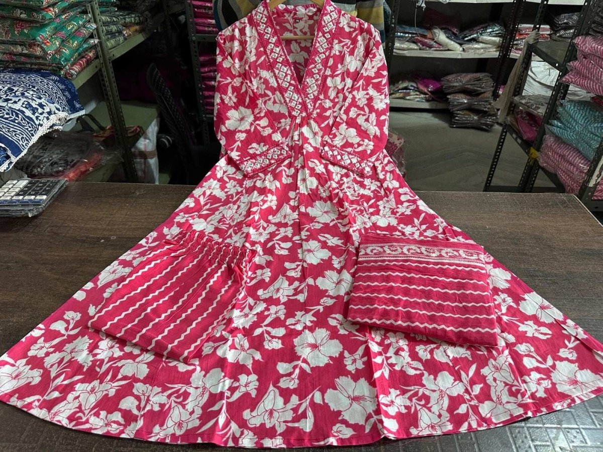 Cotton Printed Indian Pakistani Salwar Kameez – Designer A - line Dress Wear Suit - 001FASHIONFORWARD