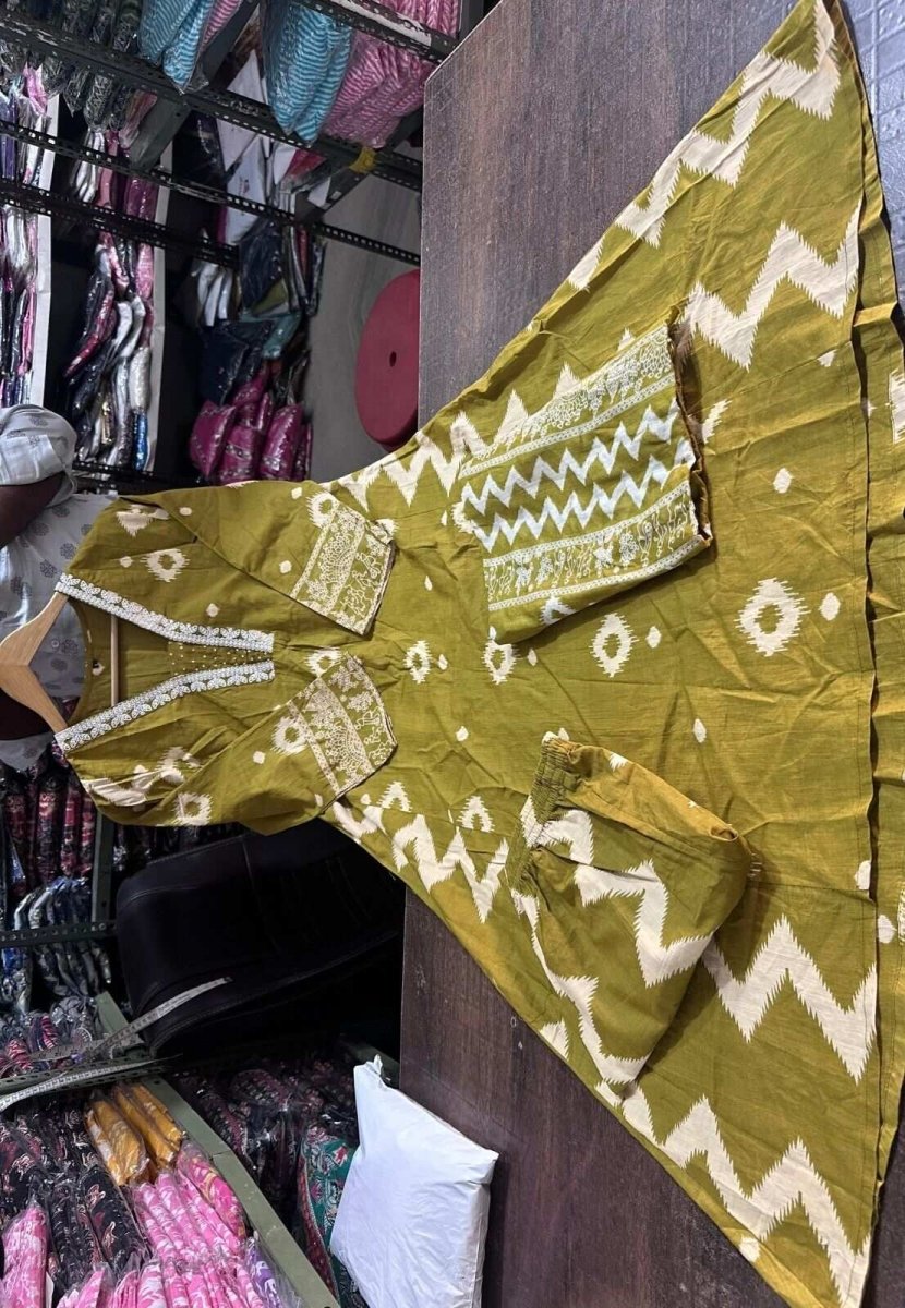 Cotton Printed Indian Pakistani Salwar Kameez – Printed A - line Dress Wear Suit - 001FASHIONFORWARD