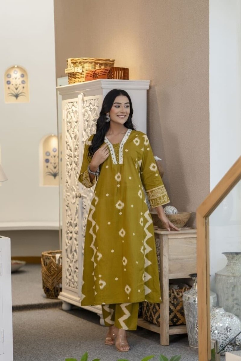 Cotton Printed Indian Pakistani Salwar Kameez – Printed A - line Dress Wear Suit - 001FASHIONFORWARD
